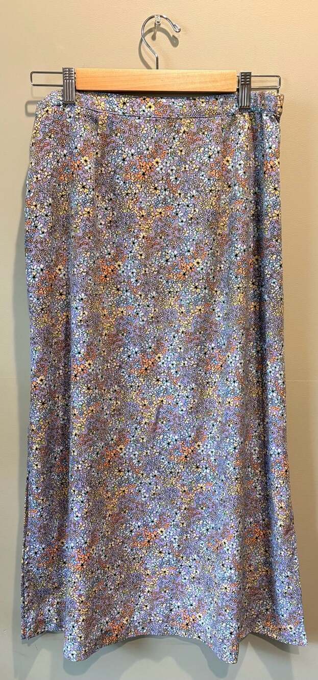 Christopher & Banks Purple Ditsy Floral Print Midi Skirt